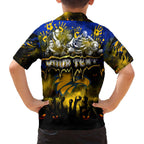 Step Into Horror Domain Eagles Football Family Matching Off The Shoulder Long Sleeve Dress and Hawaiian Shirt Halloween Horror Movie Characters - Aussie Hoodie