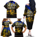 Step Into Horror Domain Eagles Football Family Matching Off The Shoulder Long Sleeve Dress and Hawaiian Shirt Halloween Horror Movie Characters - Aussie Hoodie