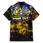 Step Into Horror Domain Eagles Football Family Matching Off The Shoulder Long Sleeve Dress and Hawaiian Shirt Halloween Horror Movie Characters - Aussie Hoodie