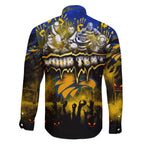 Step Into Horror Domain Eagles Football Family Matching Off The Shoulder Long Sleeve Dress and Hawaiian Shirt Halloween Horror Movie Characters - Aussie Hoodie