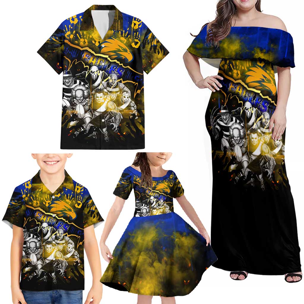 Step Into Horror Domain Eagles Football Family Matching Off Shoulder Maxi Dress and Hawaiian Shirt Halloween Horror Movie Characters - Aussie Hoodie