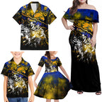 Step Into Horror Domain Eagles Football Family Matching Off Shoulder Maxi Dress and Hawaiian Shirt Halloween Horror Movie Characters - Aussie Hoodie