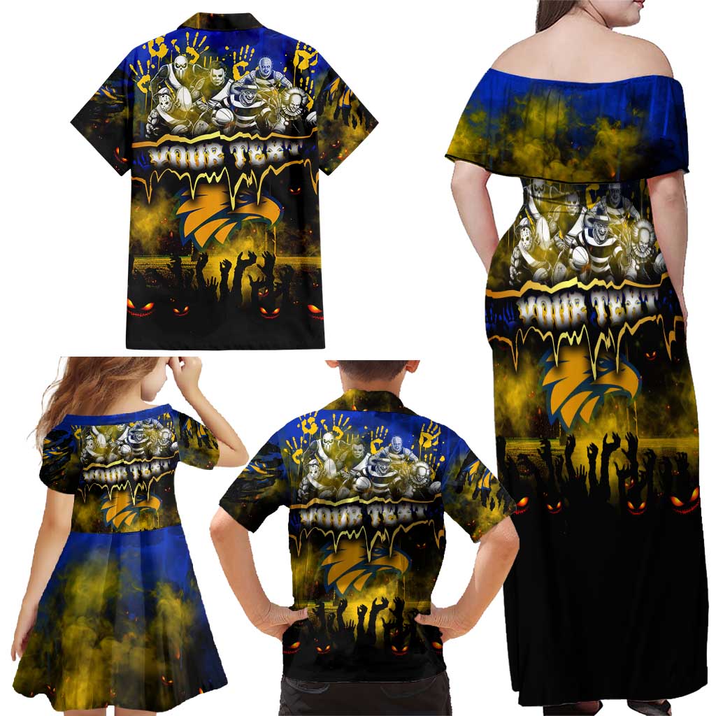 Step Into Horror Domain Eagles Football Family Matching Off Shoulder Maxi Dress and Hawaiian Shirt Halloween Horror Movie Characters - Aussie Hoodie