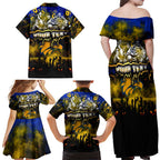 Step Into Horror Domain Eagles Football Family Matching Off Shoulder Maxi Dress and Hawaiian Shirt Halloween Horror Movie Characters - Aussie Hoodie