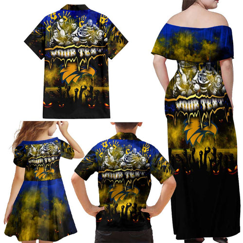 Step Into Horror Domain Eagles Football Family Matching Off Shoulder Maxi Dress and Hawaiian Shirt Halloween Horror Movie Characters - Aussie Hoodie