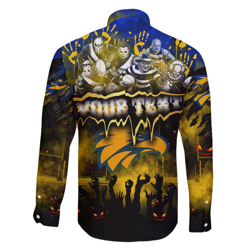 Step Into Horror Domain Eagles Football Family Matching Off Shoulder Maxi Dress and Hawaiian Shirt Halloween Horror Movie Characters - Aussie Hoodie
