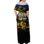 Step Into Horror Domain Eagles Football Family Matching Off Shoulder Maxi Dress and Hawaiian Shirt Halloween Horror Movie Characters - Aussie Hoodie
