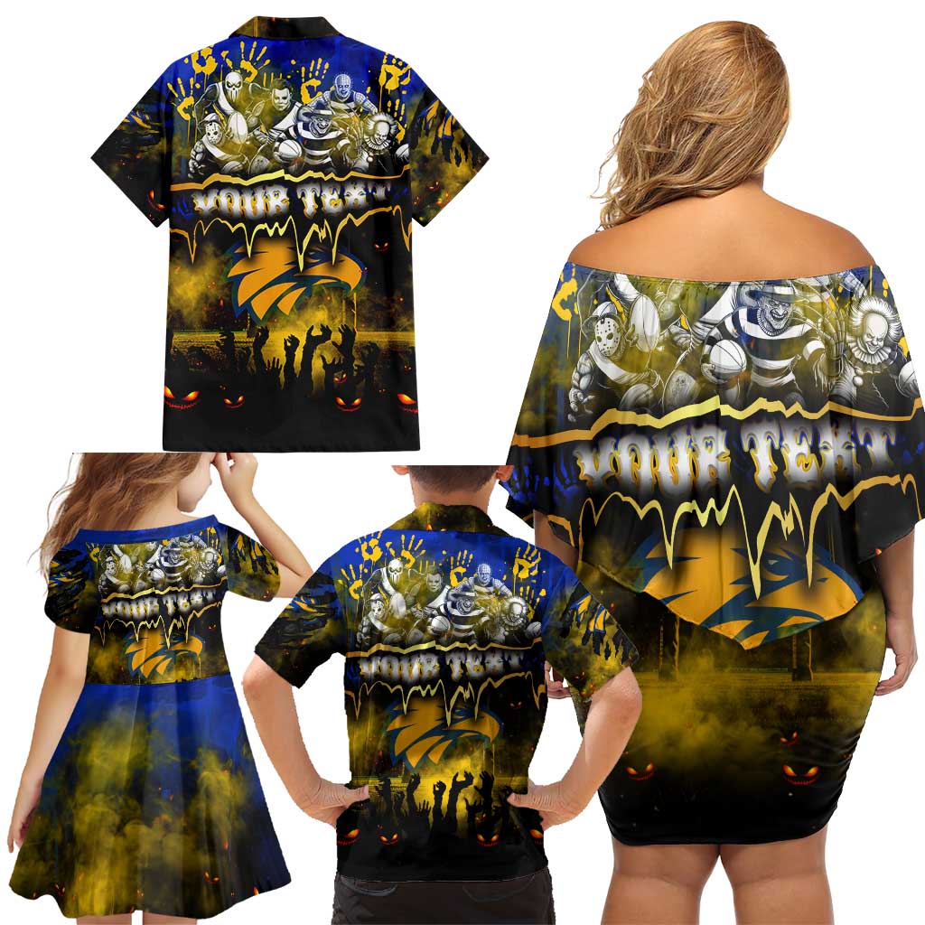 Step Into Horror Domain Eagles Football Family Matching Off Shoulder Short Dress and Hawaiian Shirt Halloween Horror Movie Characters - Aussie Hoodie
