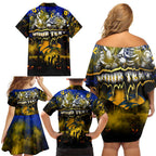 Step Into Horror Domain Eagles Football Family Matching Off Shoulder Short Dress and Hawaiian Shirt Halloween Horror Movie Characters - Aussie Hoodie
