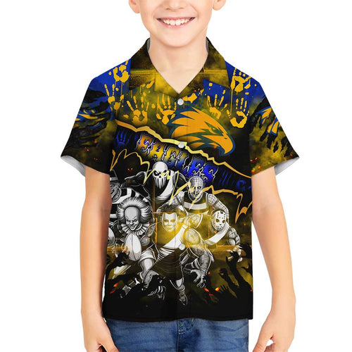 Step Into Horror Domain Eagles Football Family Matching Off Shoulder Short Dress and Hawaiian Shirt Halloween Horror Movie Characters - Aussie Hoodie