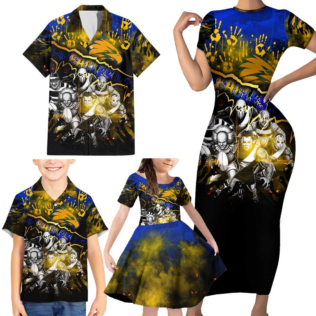 Step Into Horror Domain Eagles Football Family Matching Short Sleeve Bodycon Dress and Hawaiian Shirt Halloween Horror Movie Characters - Aussie Hoodie