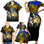 Step Into Horror Domain Eagles Football Family Matching Short Sleeve Bodycon Dress and Hawaiian Shirt Halloween Horror Movie Characters - Aussie Hoodie