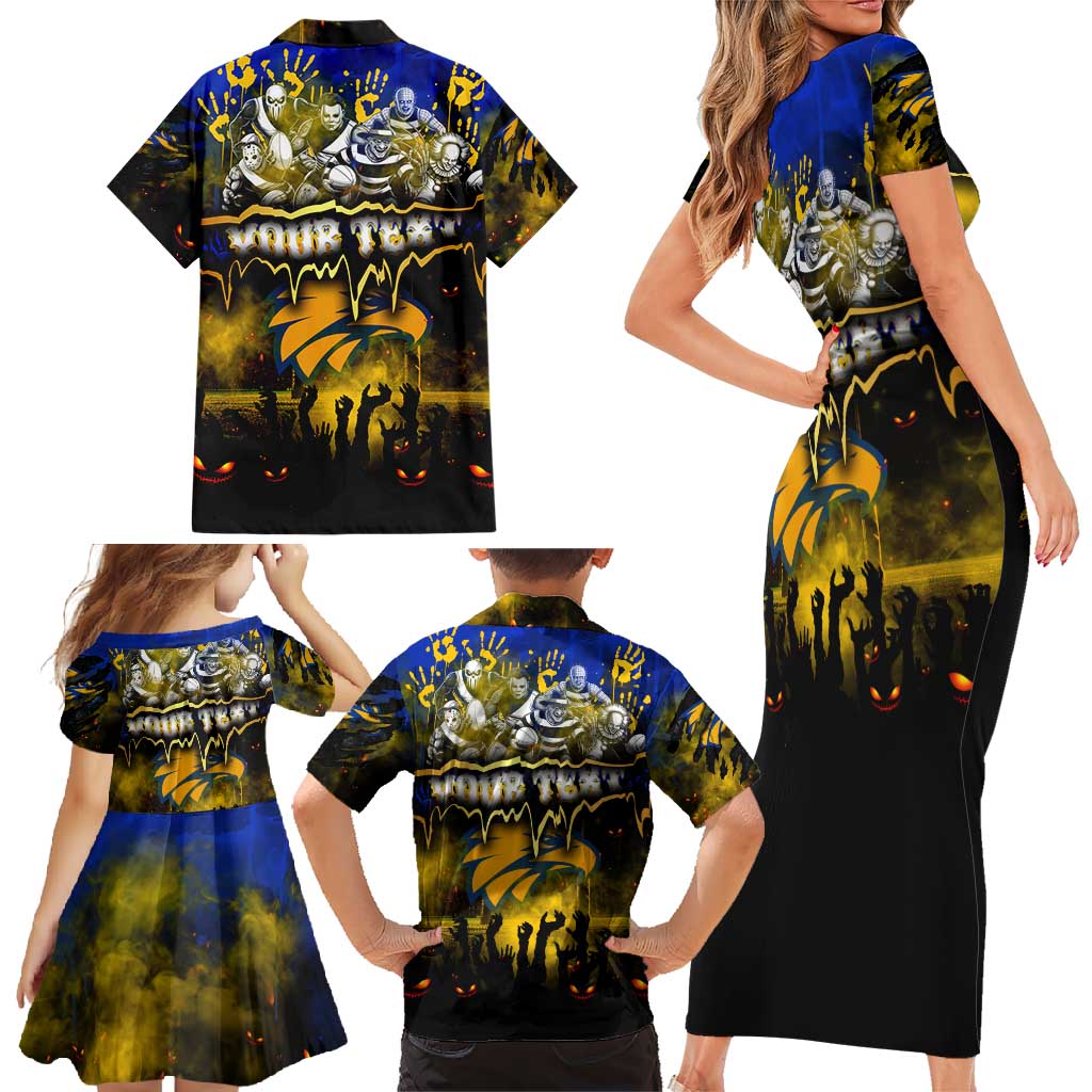 Step Into Horror Domain Eagles Football Family Matching Short Sleeve Bodycon Dress and Hawaiian Shirt Halloween Horror Movie Characters - Aussie Hoodie