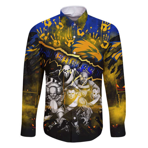 Step Into Horror Domain Eagles Football Family Matching Short Sleeve Bodycon Dress and Hawaiian Shirt Halloween Horror Movie Characters - Aussie Hoodie