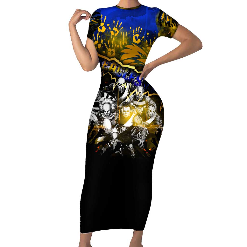 Step Into Horror Domain Eagles Football Family Matching Short Sleeve Bodycon Dress and Hawaiian Shirt Halloween Horror Movie Characters - Aussie Hoodie
