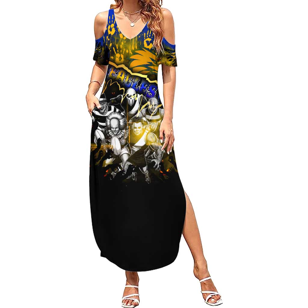 Step Into Horror Domain Eagles Football Family Matching Summer Maxi Dress and Hawaiian Shirt Halloween Horror Movie Characters - Aussie Hoodie