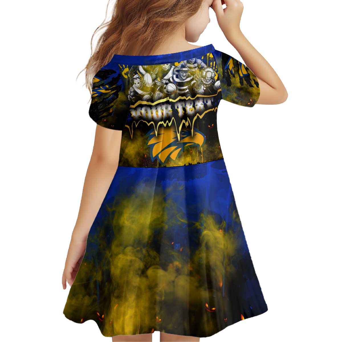 Step Into Horror Domain Eagles Football Kid Short Sleeve Dress Halloween Horror Movie Characters - Aussie Hoodie