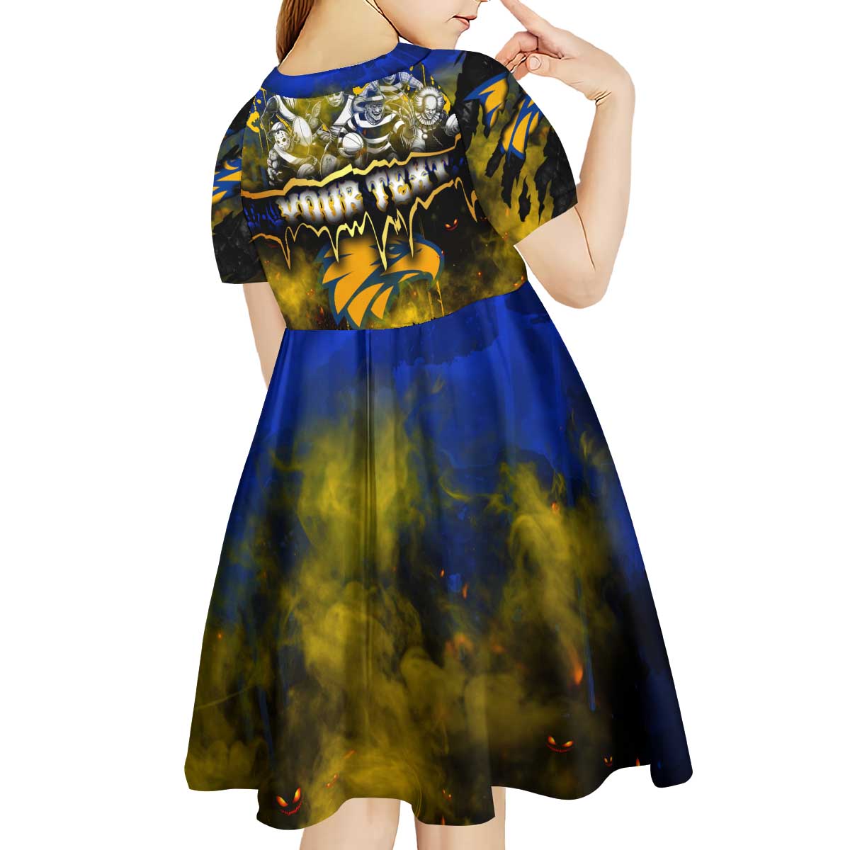 Step Into Horror Domain Eagles Football Kid Short Sleeve Dress Halloween Horror Movie Characters - Aussie Hoodie