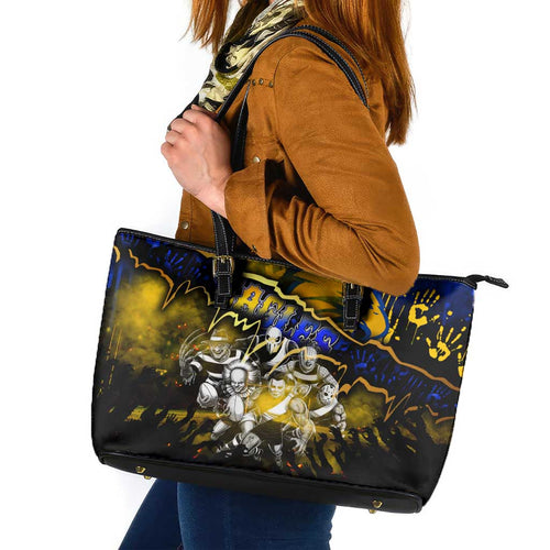 Step Into Horror Domain Eagles Football Leather Tote Bag Halloween Horror Movie Characters - Aussie Hoodie