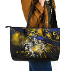 Step Into Horror Domain Eagles Football Leather Tote Bag Halloween Horror Movie Characters - Aussie Hoodie