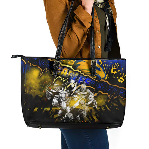 Step Into Horror Domain Eagles Football Leather Tote Bag Halloween Horror Movie Characters - Aussie Hoodie