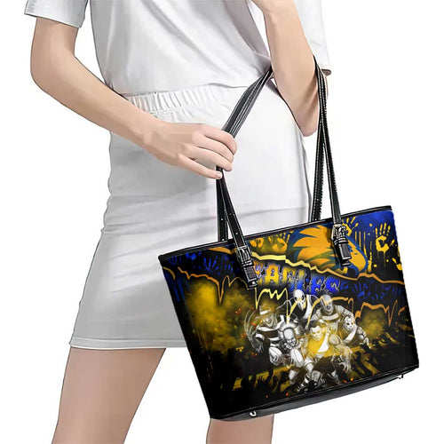 Step Into Horror Domain Eagles Football Leather Tote Bag Halloween Horror Movie Characters - Aussie Hoodie
