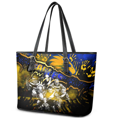 Step Into Horror Domain Eagles Football Leather Tote Bag Halloween Horror Movie Characters - Aussie Hoodie
