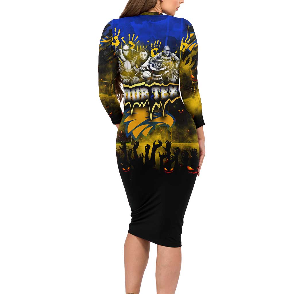 Step Into Horror Domain Eagles Football Long Sleeve Bodycon Dress Halloween Horror Movie Characters - Aussie Hoodie