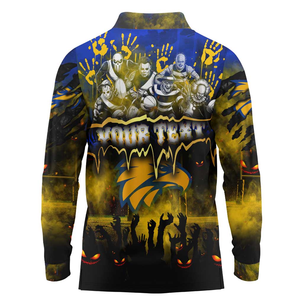 Step Into Horror Domain Eagles Football Long Sleeve Polo Shirt Halloween Horror Movie Characters - Aussie Hoodie