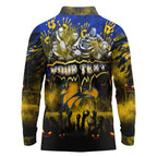 Step Into Horror Domain Eagles Football Long Sleeve Polo Shirt Halloween Horror Movie Characters - Aussie Hoodie