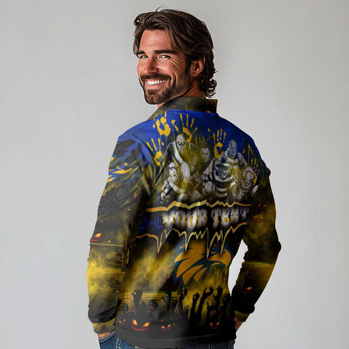 Step Into Horror Domain Eagles Football Long Sleeve Polo Shirt Halloween Horror Movie Characters - Aussie Hoodie