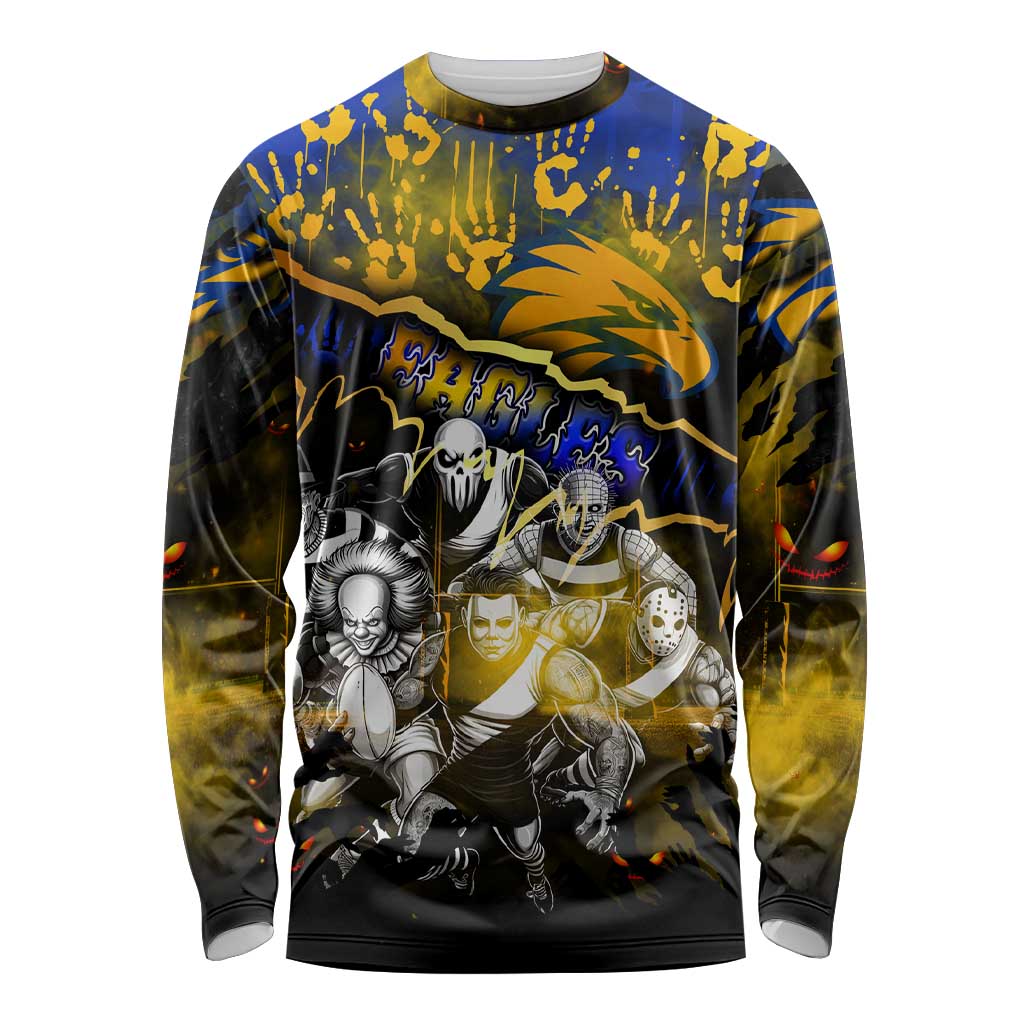 Step Into Horror Domain Eagles Football Long Sleeve Shirt Halloween Horror Movie Characters - Aussie Hoodie