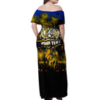 Step Into Horror Domain Eagles Football Off Shoulder Maxi Dress Halloween Horror Movie Characters - Aussie Hoodie