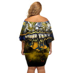 Step Into Horror Domain Eagles Football Off Shoulder Short Dress Halloween Horror Movie Characters - Aussie Hoodie