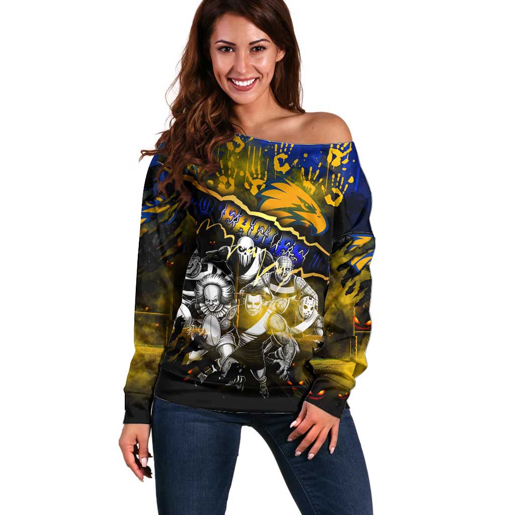 Step Into Horror Domain Eagles Football Off Shoulder Sweater Halloween Horror Movie Characters - Aussie Hoodie
