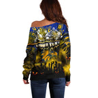 Step Into Horror Domain Eagles Football Off Shoulder Sweater Halloween Horror Movie Characters - Aussie Hoodie