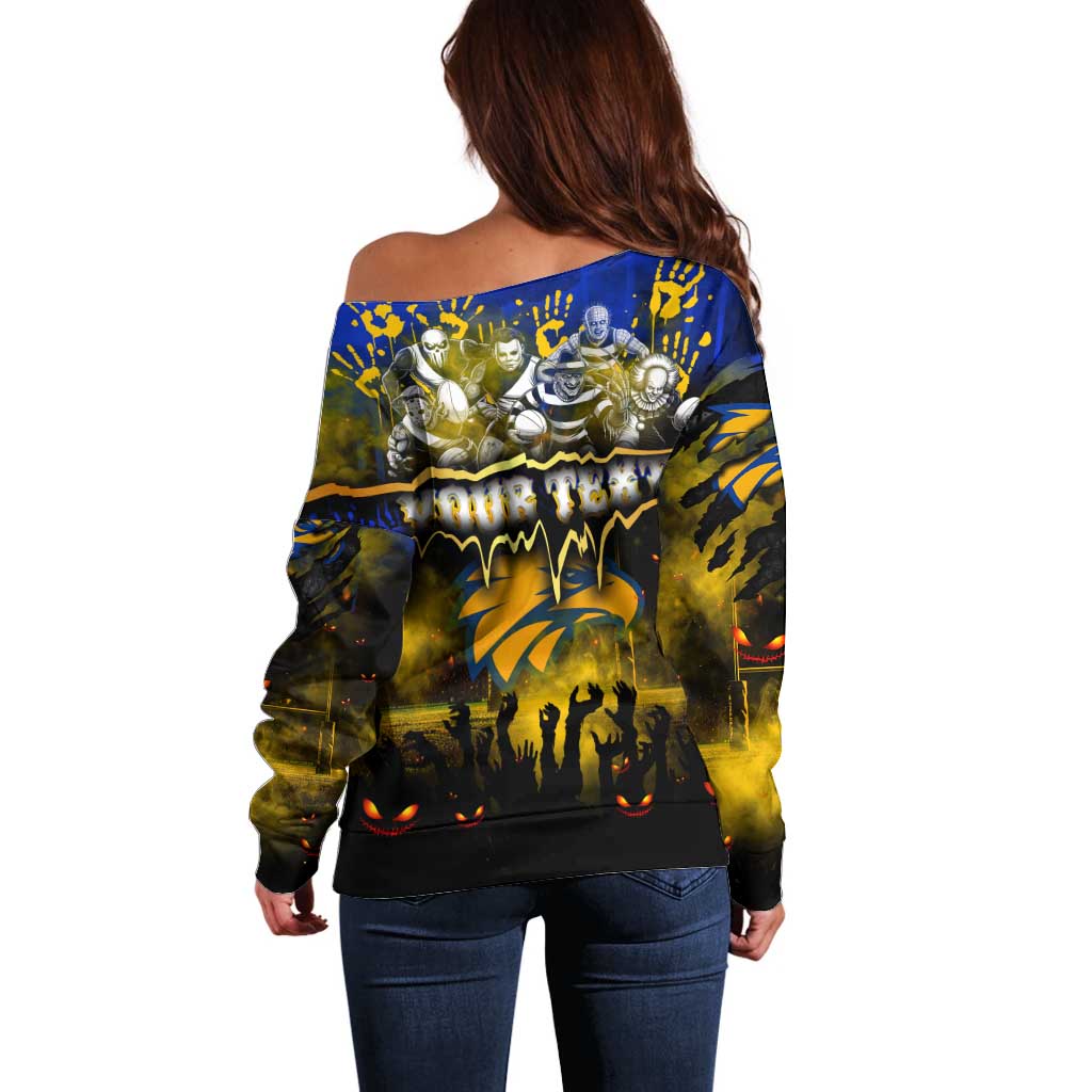 Step Into Horror Domain Eagles Football Off Shoulder Sweater Halloween Horror Movie Characters - Aussie Hoodie