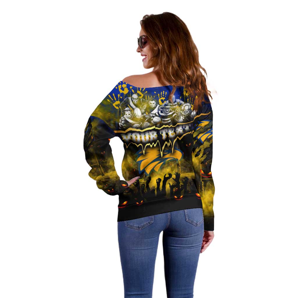 Step Into Horror Domain Eagles Football Off Shoulder Sweater Halloween Horror Movie Characters - Aussie Hoodie