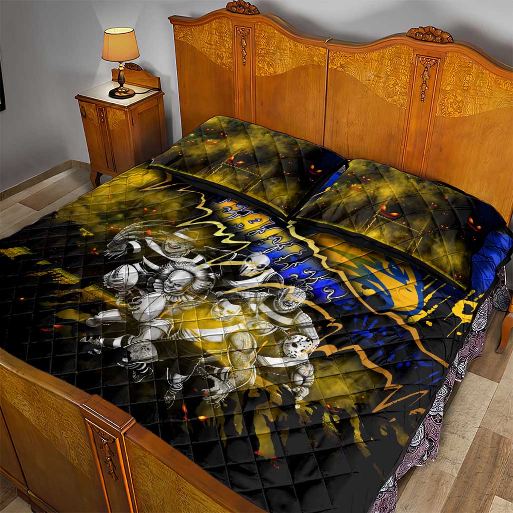Step Into Horror Domain Eagles Football Quilt Bed Set Halloween Horror Movie Characters - Aussie Hoodie