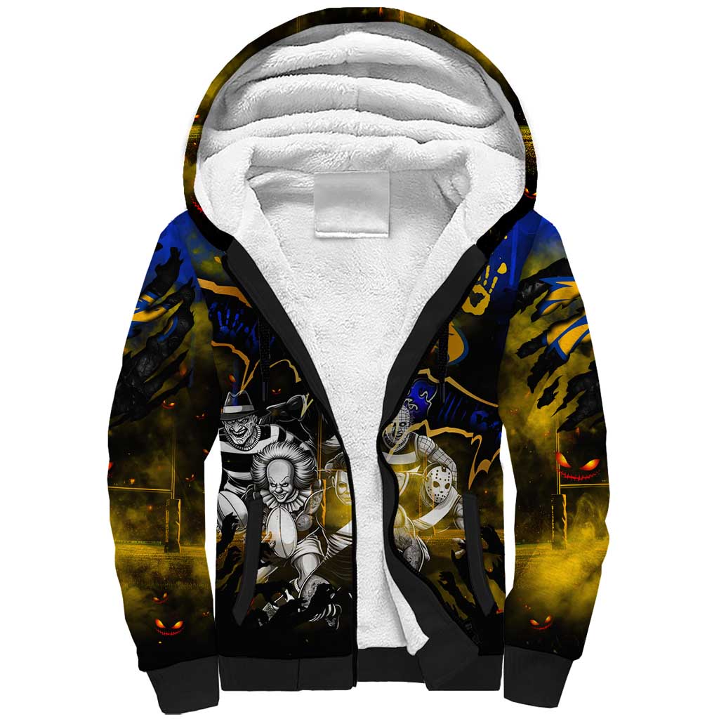 Step Into Horror Domain Eagles Football Sherpa Hoodie Halloween Horror Movie Characters - Aussie Hoodie