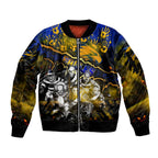 Step Into Horror Domain Eagles Football Sleeve Zip Bomber Jacket Halloween Horror Movie Characters - Aussie Hoodie
