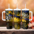 Step Into Horror Domain Eagles Football Tumbler With Handle Halloween Horror Movie Characters - Aussie Hoodie