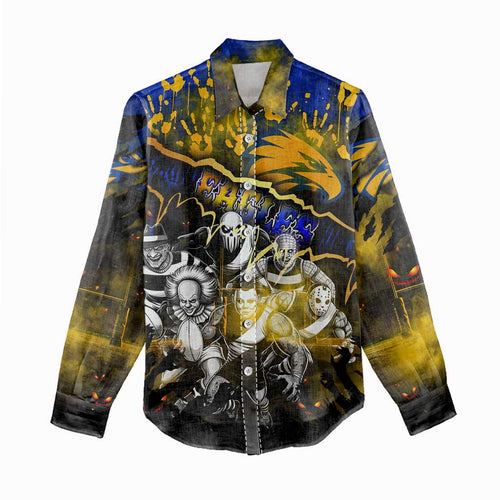 Step Into Horror Domain Eagles Football Women Casual Shirt Halloween Horror Movie Characters - Aussie Hoodie