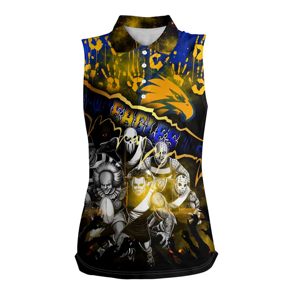 Step Into Horror Domain Eagles Football Women Sleeveless Polo Shirt Halloween Horror Movie Characters - Aussie Hoodie