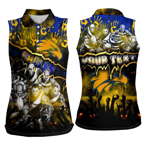 Step Into Horror Domain Eagles Football Women Sleeveless Polo Shirt Halloween Horror Movie Characters - Aussie Hoodie