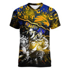 Step Into Horror Domain Eagles Football Women V-Neck T-Shirt Halloween Horror Movie Characters - Aussie Hoodie