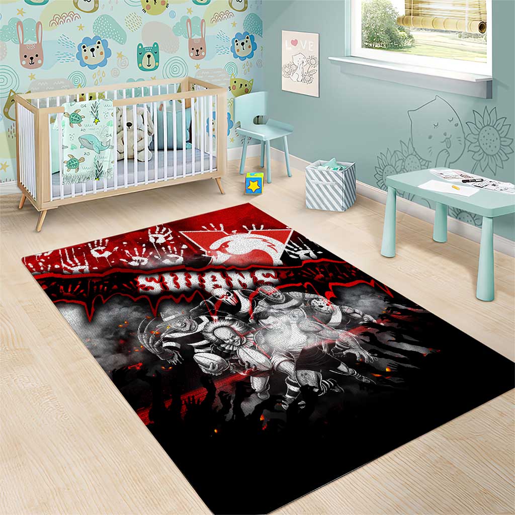 Step Into Horror Domain Swans Football Area Rug Halloween Horror Movie Characters - Aussie Hoodie