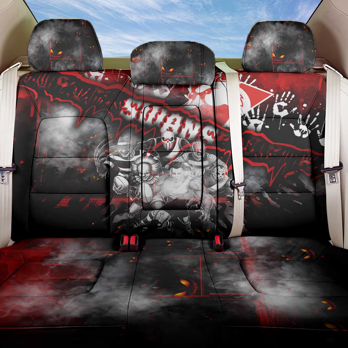Step Into Horror Domain Swans Football Back Car Seat Cover Halloween Horror Movie Characters - Aussie Hoodie