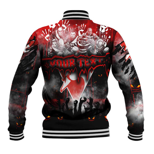 Step Into Horror Domain Swans Football Baseball Jacket Halloween Horror Movie Characters - Aussie Hoodie