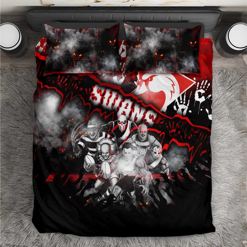 Step Into Horror Domain Swans Football Bedding Set Halloween Horror Movie Characters - Aussie Hoodie